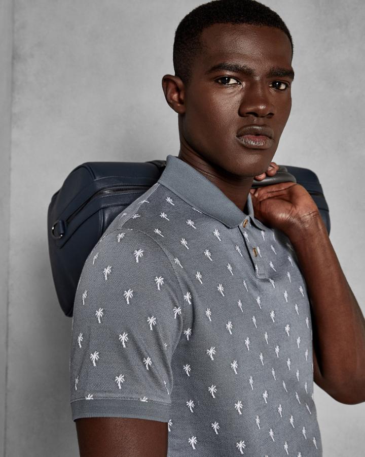 Ted Baker Palm Jacquard Cotton Polo Shirt