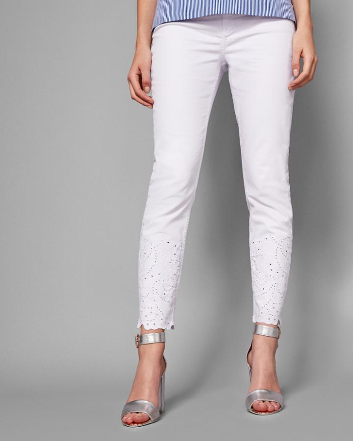 Ted Baker Embroidered Hem Skinny Jeans