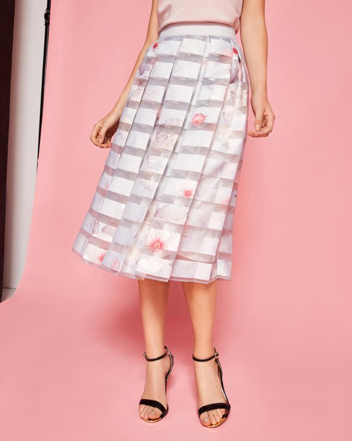 Ted Baker Chelsea Pleated Skirt Light Gray