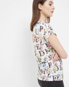 Ted Baker A-z Floral Print T-shirt Ivory