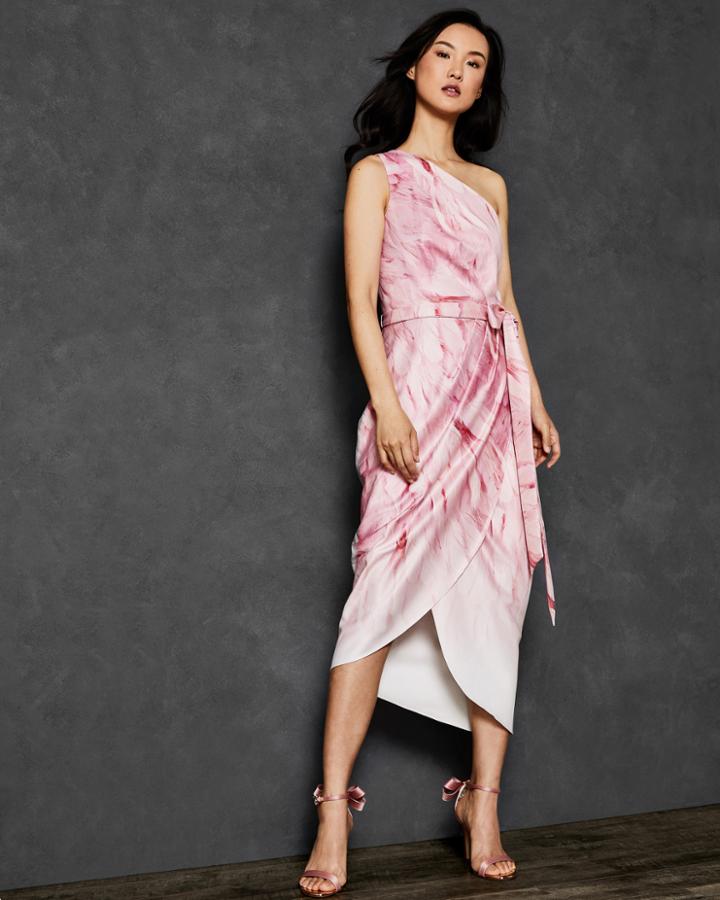 Ted Baker Angel Falls One Shoulder Midi Dress