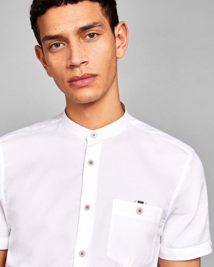Ted Baker Textured Grandad Collar Shirt