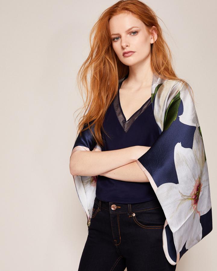 Ted Baker Chatsworth Bloom Silk Cape Scarf Mid