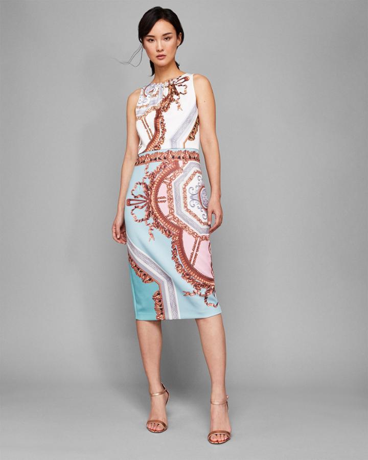 Ted Baker Versailles Pearl Neck Midi Dress