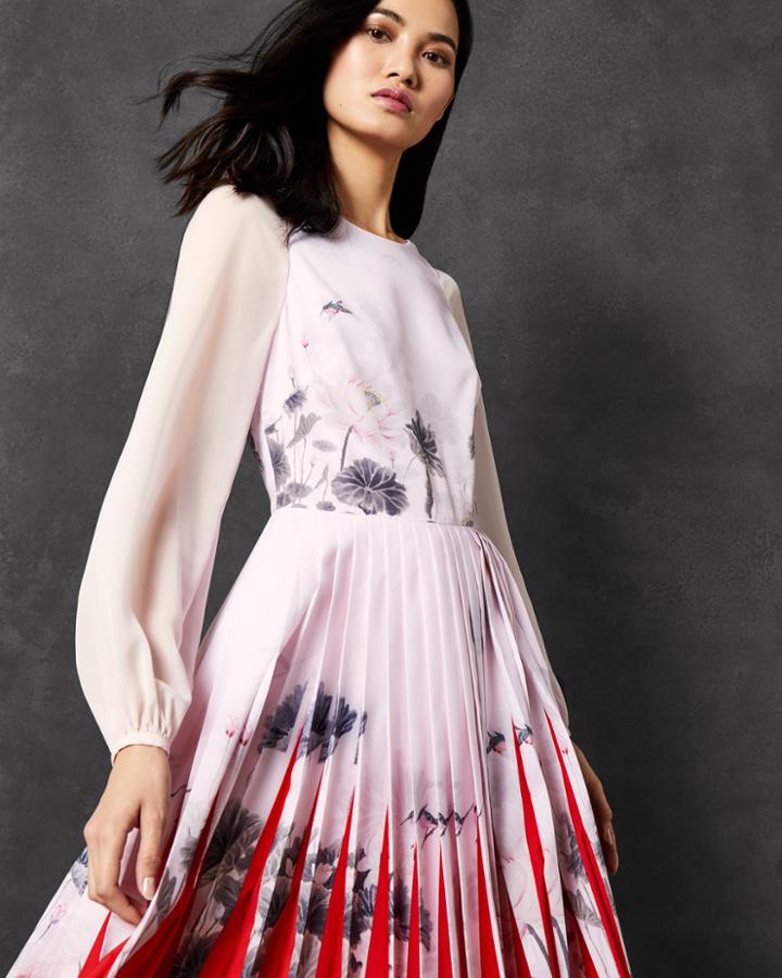 Ted Baker Lake Of Dreams Pleated Dress