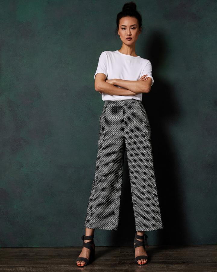 Ted Baker Printed Cropped Wide Leg Trousers