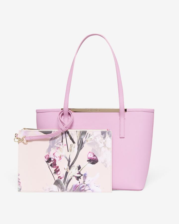 Ted Baker Crosshatch Leather Shopper Bag Pale