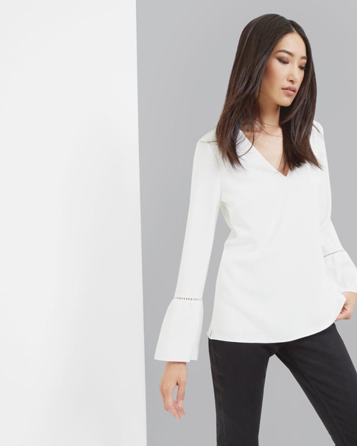 Ted Baker V-neck Blouse Ivory