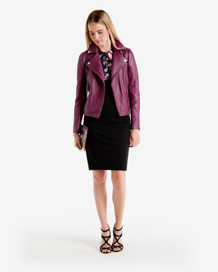 Ted Baker Leather Biker Jacket Pale