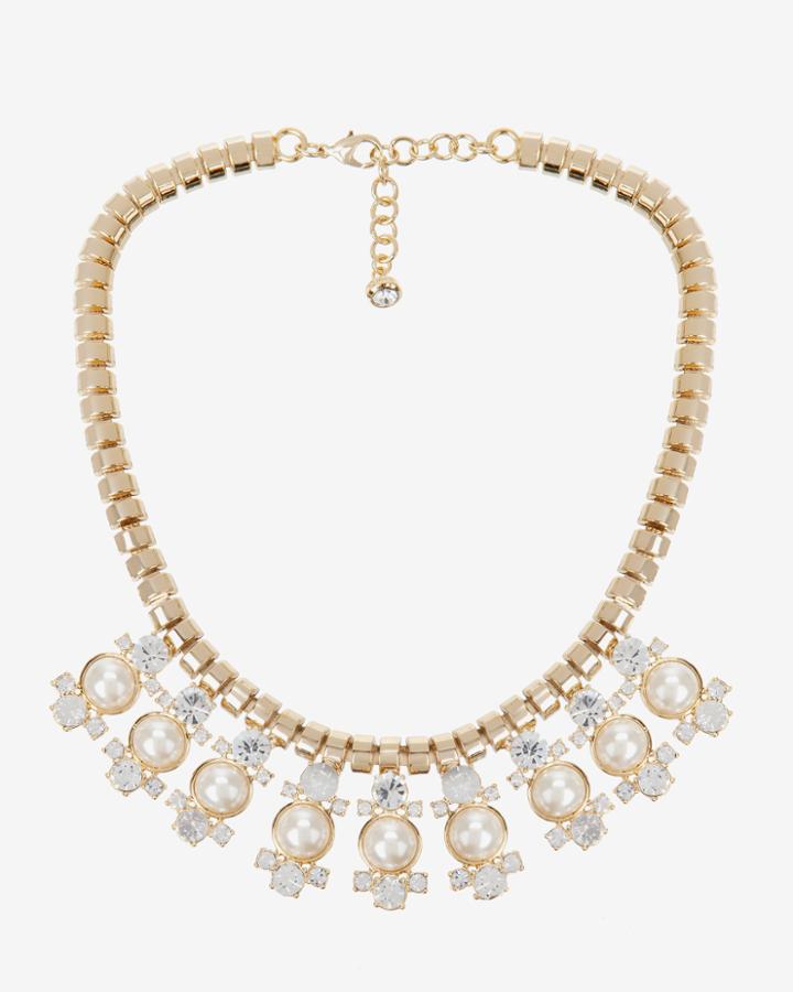 Ted Baker Pearl Droplet Crystal Necklace Clear