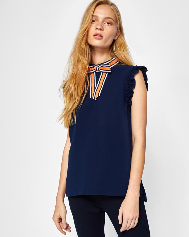 Ted Baker Bow Trim Frill Sleeved Top