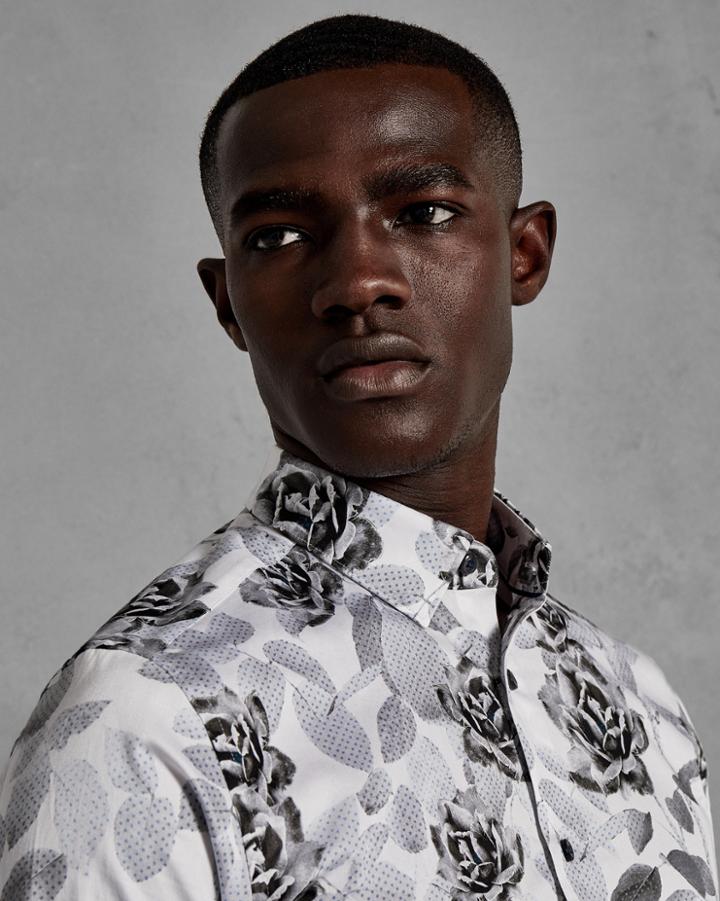 Ted Baker Rose Dot Leaf Print Cotton Shirt