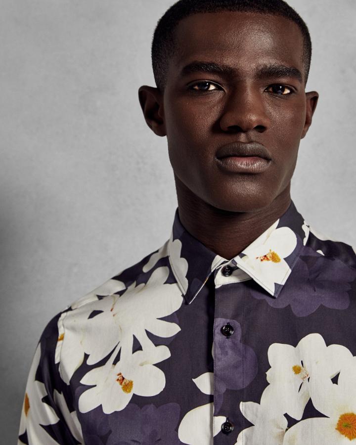 Ted Baker Large Flower Print Cotton Shirt