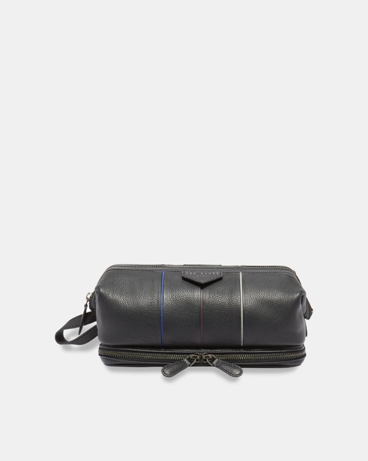 Ted Baker Striped Detail Leather Wash Bag