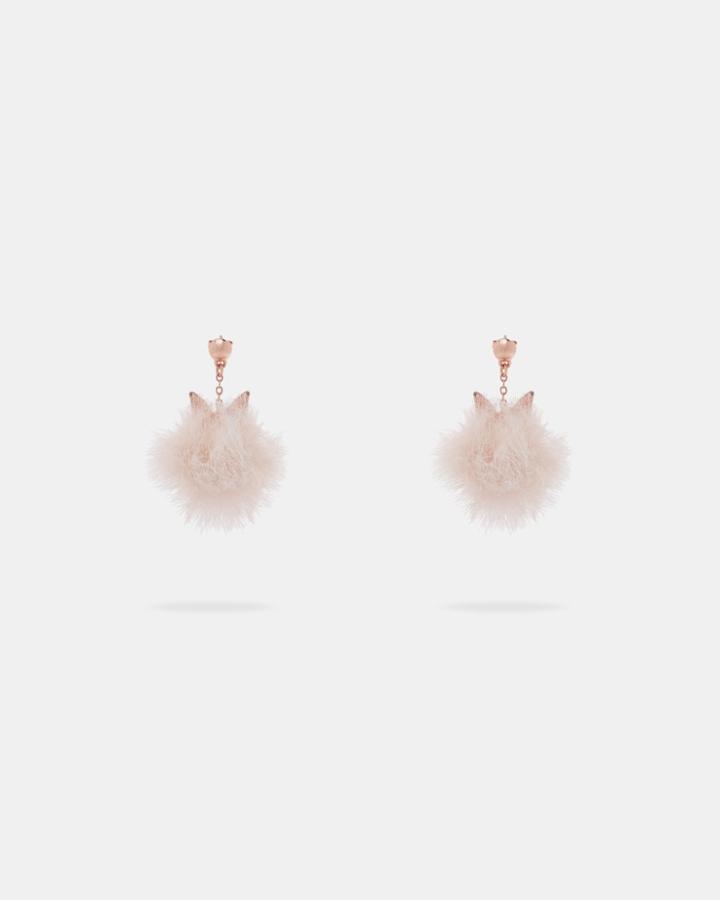 Ted Baker Bunny Tail Faux Fur Drop Earrings