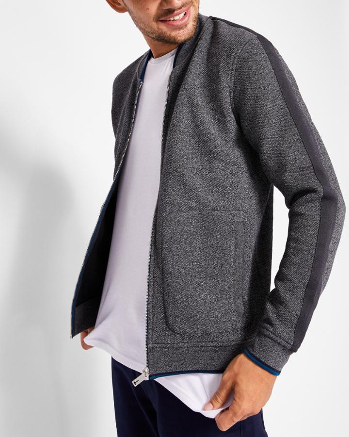 Ted Baker Striped Trim Textured Bomber Jacket
