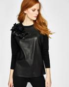 Ted Baker Leather Front Flower Detail Sweater