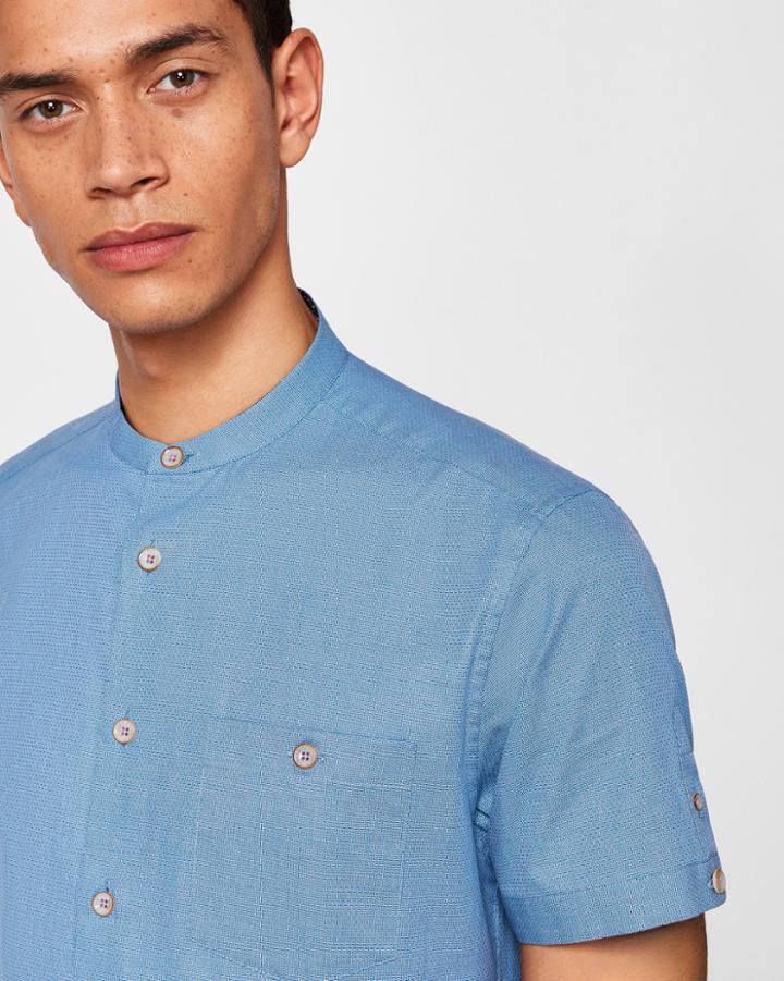 Ted Baker Grandad Collar Cotton Shirt