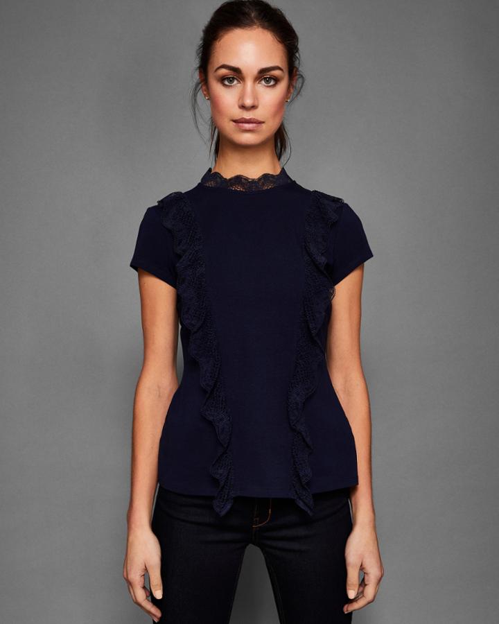 Ted Baker Pleated Lace High Neck Top