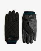 Ted Baker Quilted Fabric And Leather Gloves