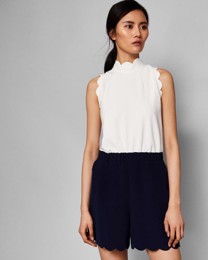 Ted Baker Scallop Detail High Neck Playsuit