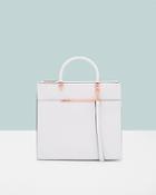 Ted Baker Metallic Bar Detail Leather Tote Bag Ivory