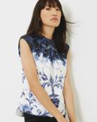 Ted Baker Persian Gathered Neck Top Dark Blue