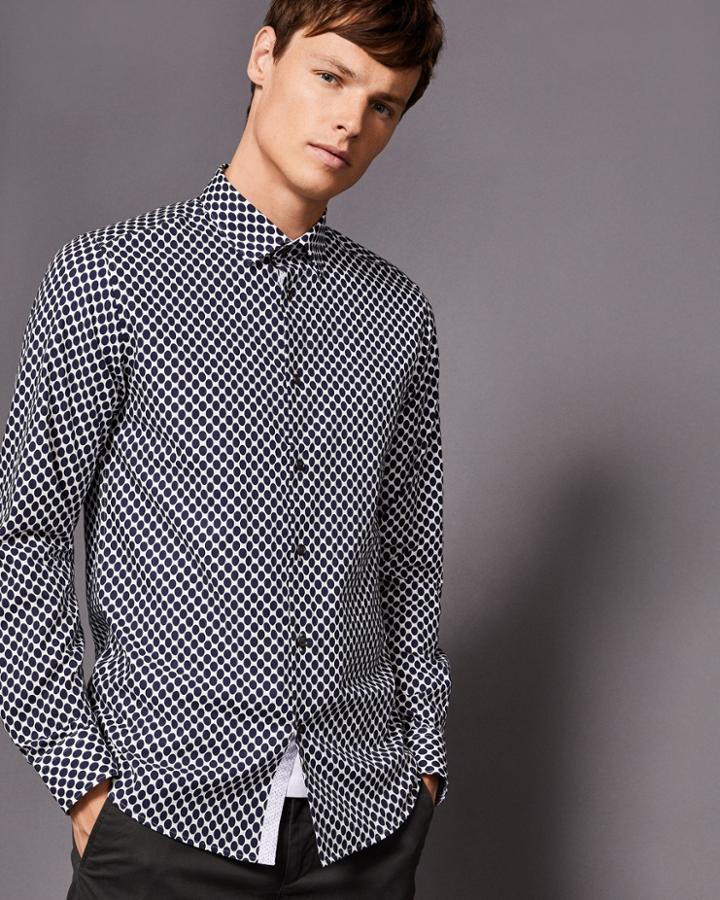 Ted Baker Circle Dot Printed Cotton Shirt