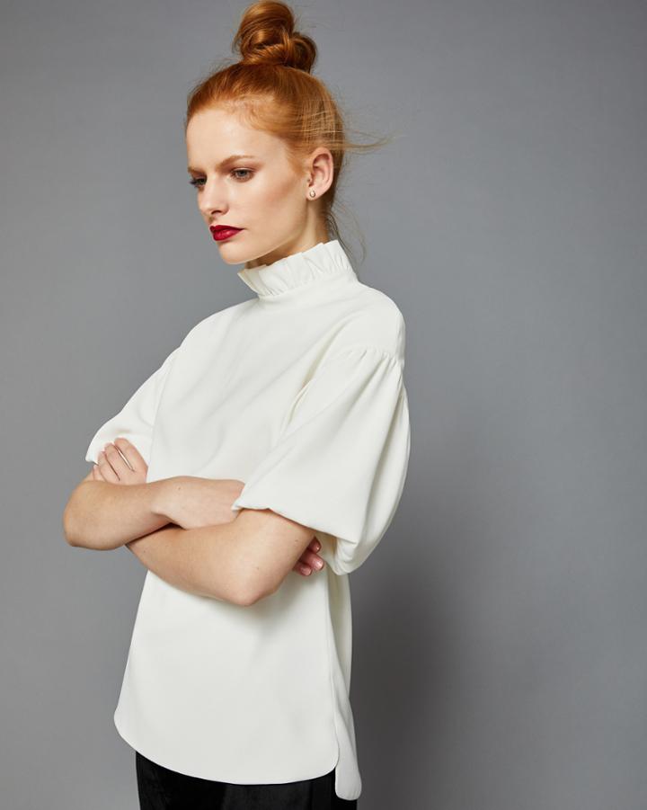 Ted Baker Frill Neck Full Sleeved Top Ivory