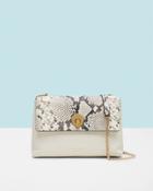 Ted Baker Exotic Leather Circle Lock Cross Body Bag Ivory