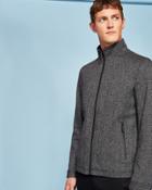 Ted Baker Funnel Neck Herringbone Wool-blend Jacket