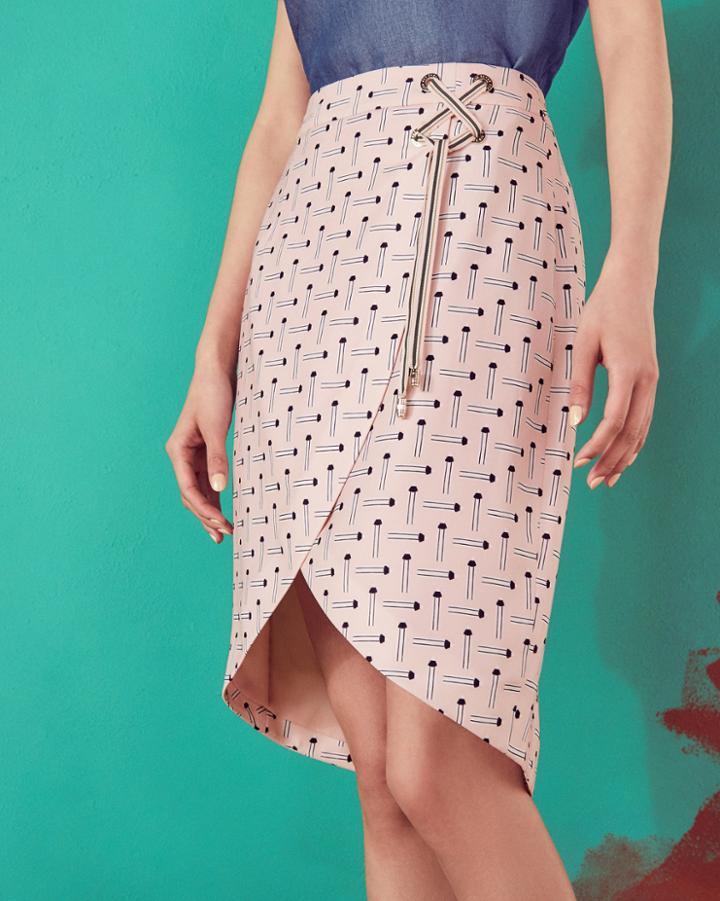 Ted Baker Pencil Print Crossover Front Skirt