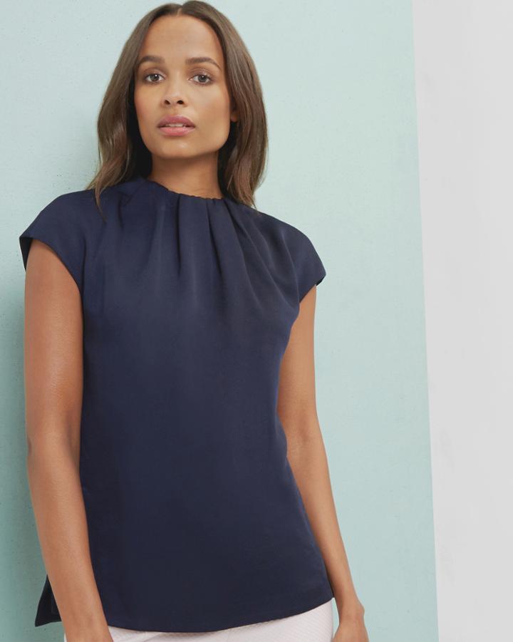 Ted Baker Crepe Gathered High Neck Top
