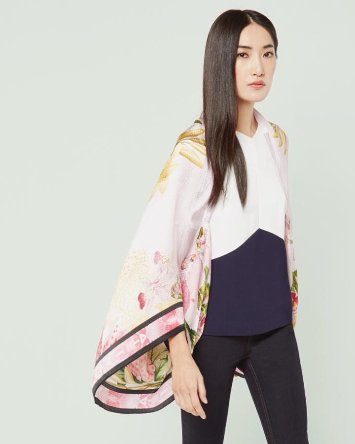 Ted Baker Encyclopedia Floral Silk Cape Scarf