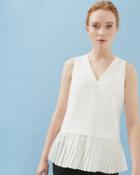 Ted Baker Pleated Dropped Hem Blouse Ivory