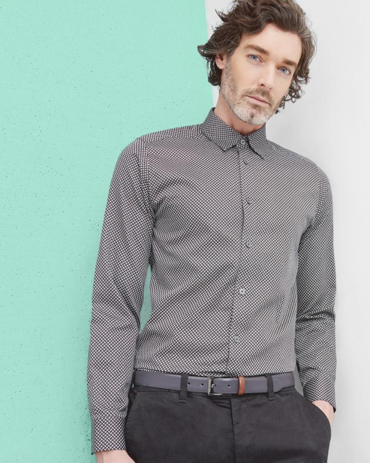 Ted Baker Geo Print Cotton Poplin Shirt