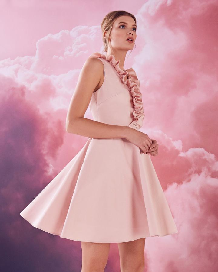 Ted Baker Ruffle V-neck Cotton-blend Skater Dress