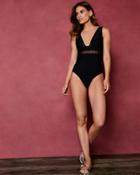 Ted Baker Low V Neck Scallop Swimsuit