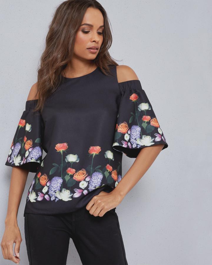 Ted Baker Kensington Floral Cut-out Shoulder Top