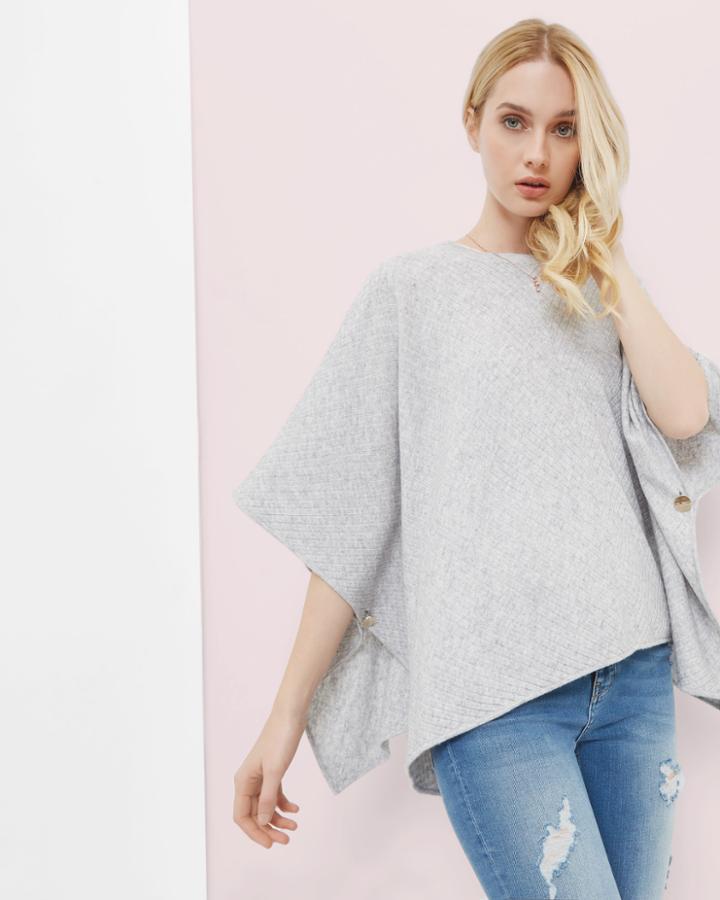 Ted Baker Ribbed Cashmere-blend Poncho Mid
