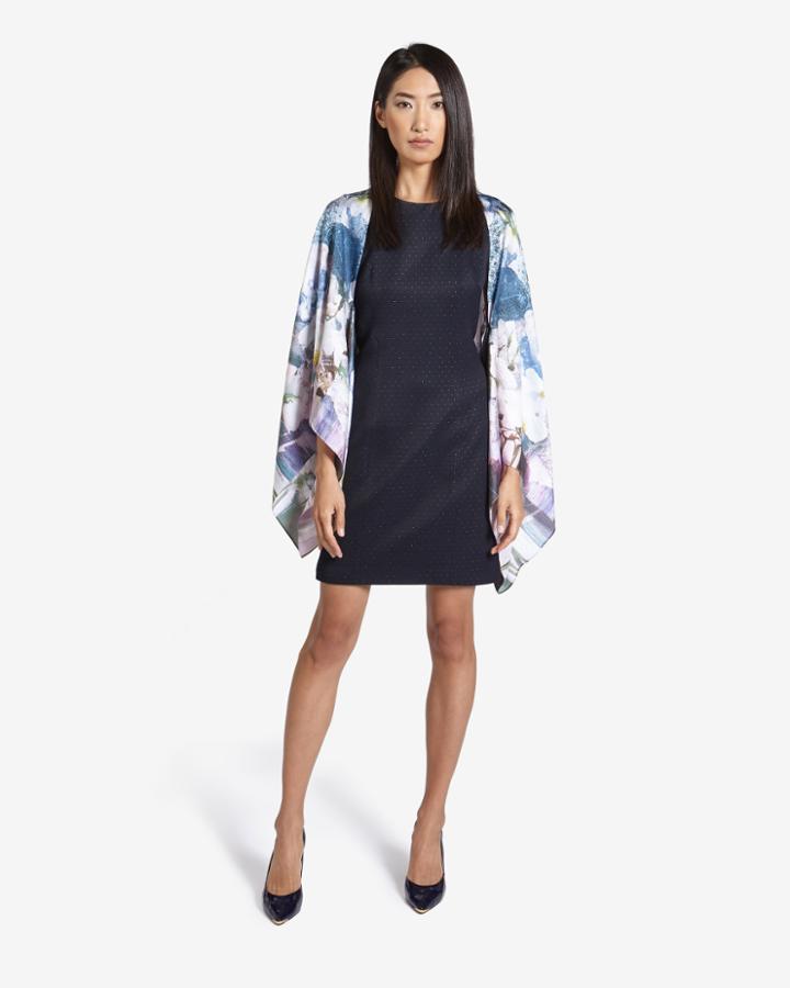 Ted Baker Tile Floral Geo Silk Cape Scarf