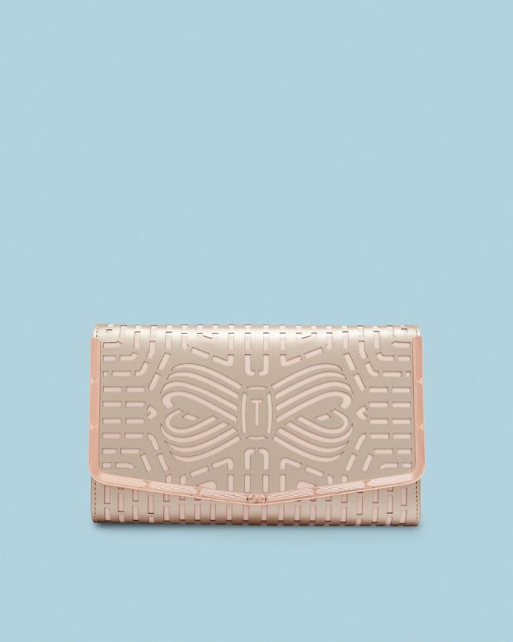 Ted Baker Laser Cut Leather Bow Clutch Bag
