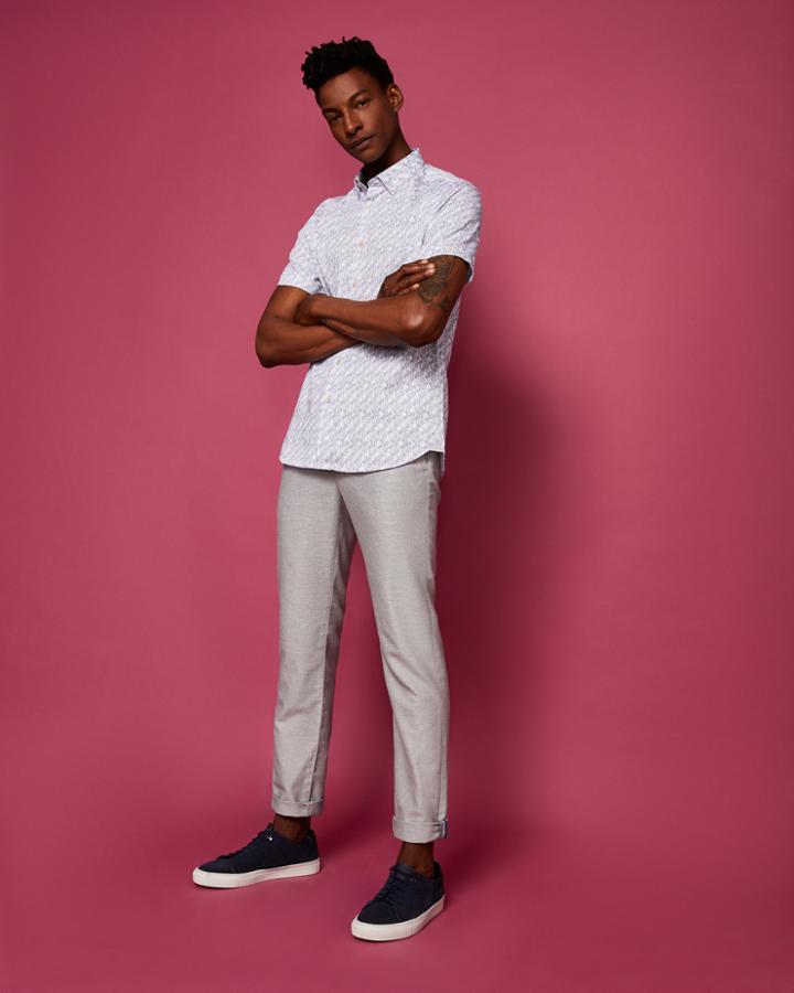 Ted Baker Slim Linen Herringbone Trousers