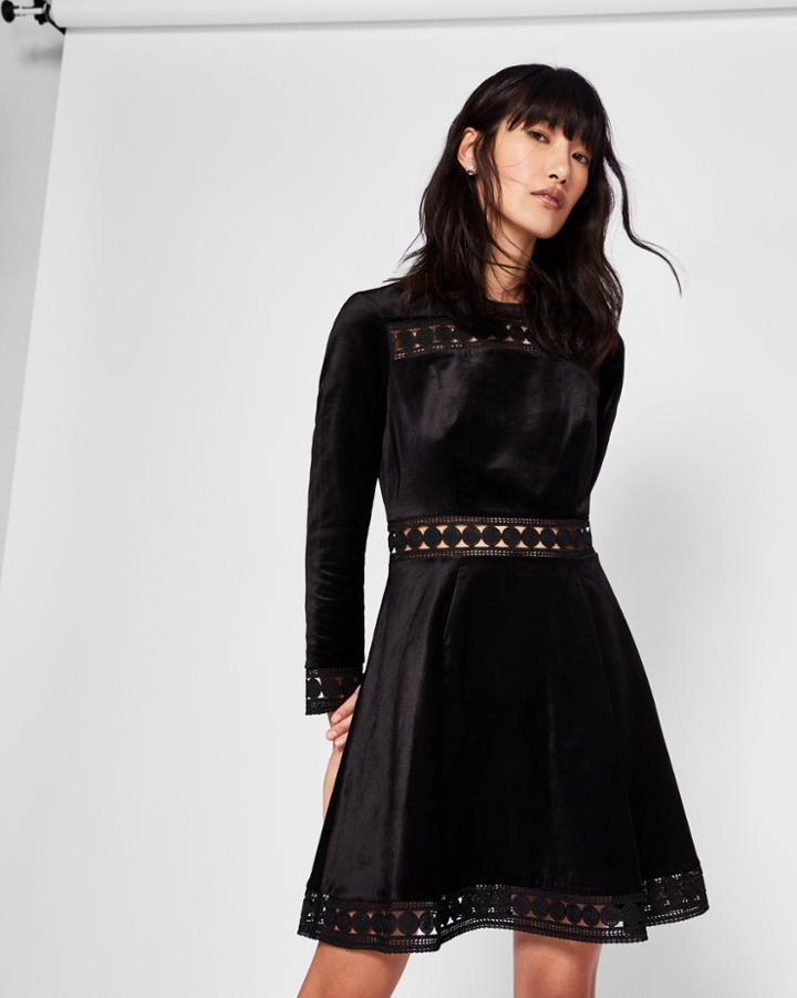 Ted Baker Velvet And Lace Skater Dress