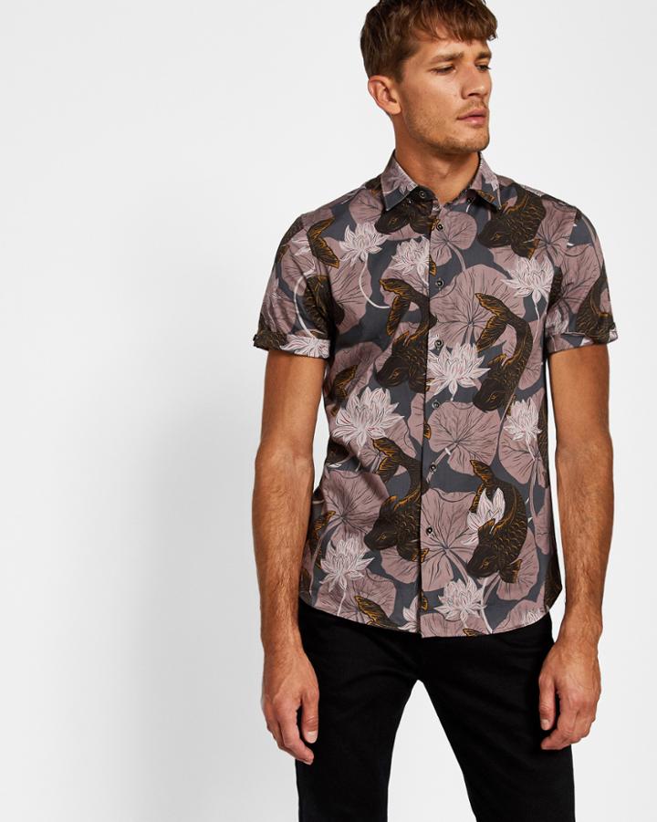 Ted Baker Oversized Carp Print Cotton T-shirt