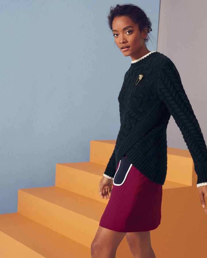 Ted Baker Asymmetric Cable Knit Sweater