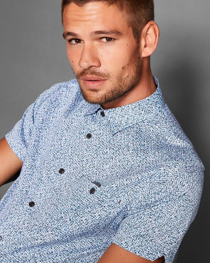 Ted Baker Noise Print Cotton Shirt White