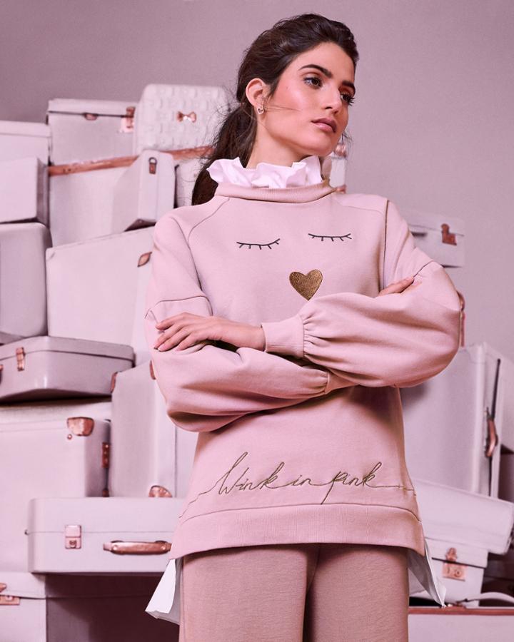 Ted Baker Face Logo Wide Sleeve Sweatshirt