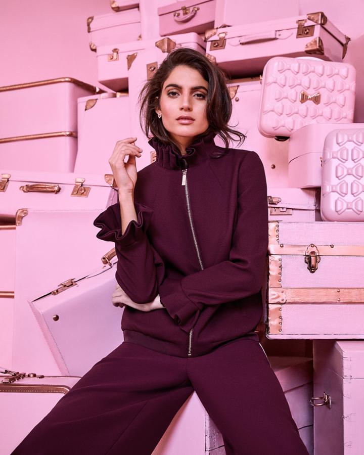 Ted Baker Crepe Ruffle Bomber Jacket