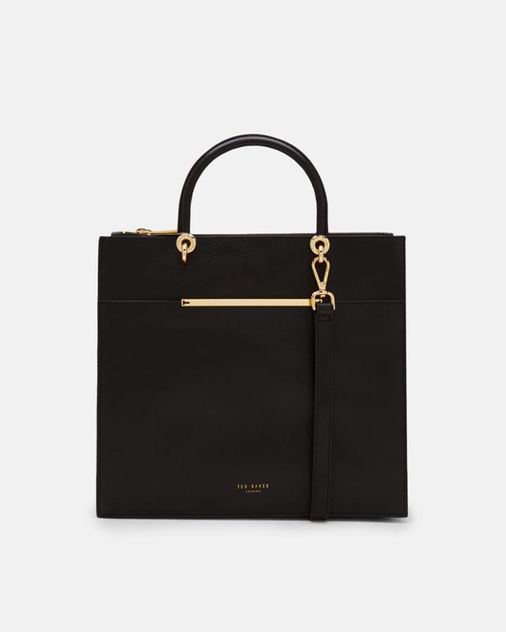 Ted Baker Metallic Bar Detail Leather Tote Bag